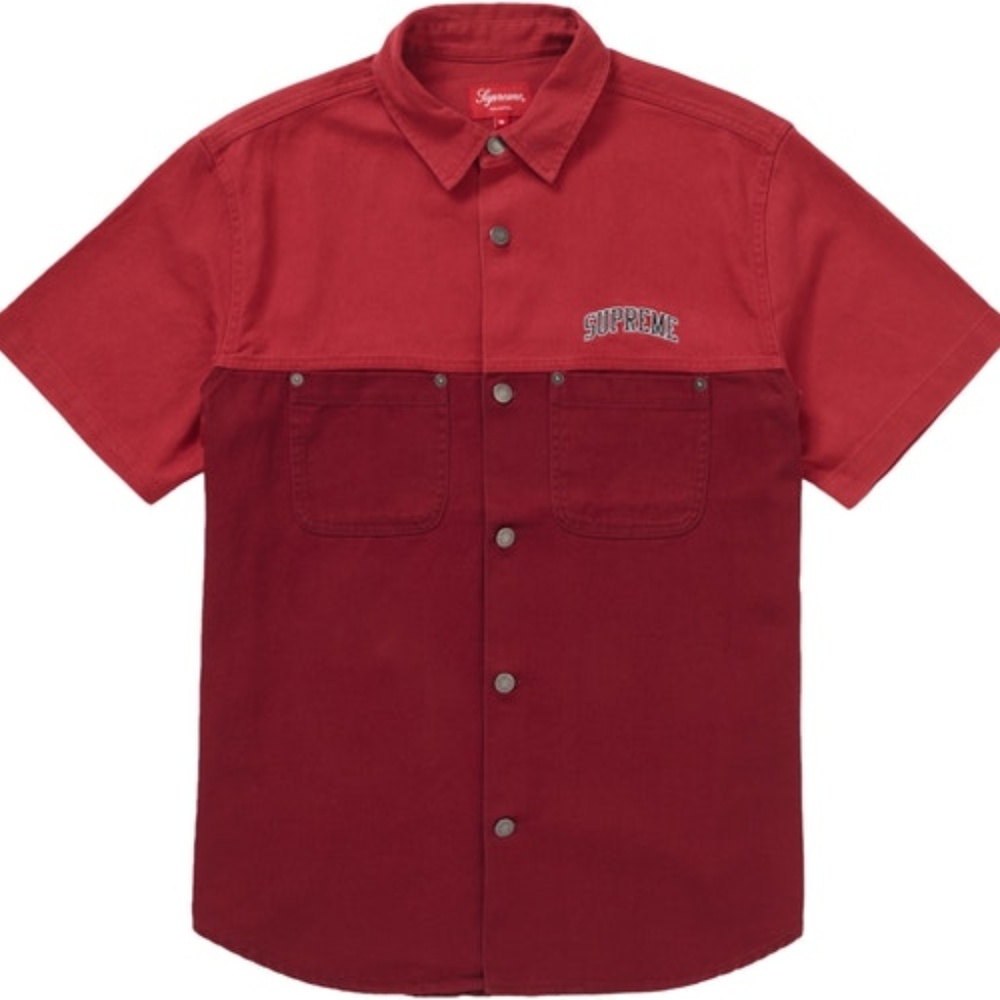 Supreme 2-Tone Denim S/S Shirt Red